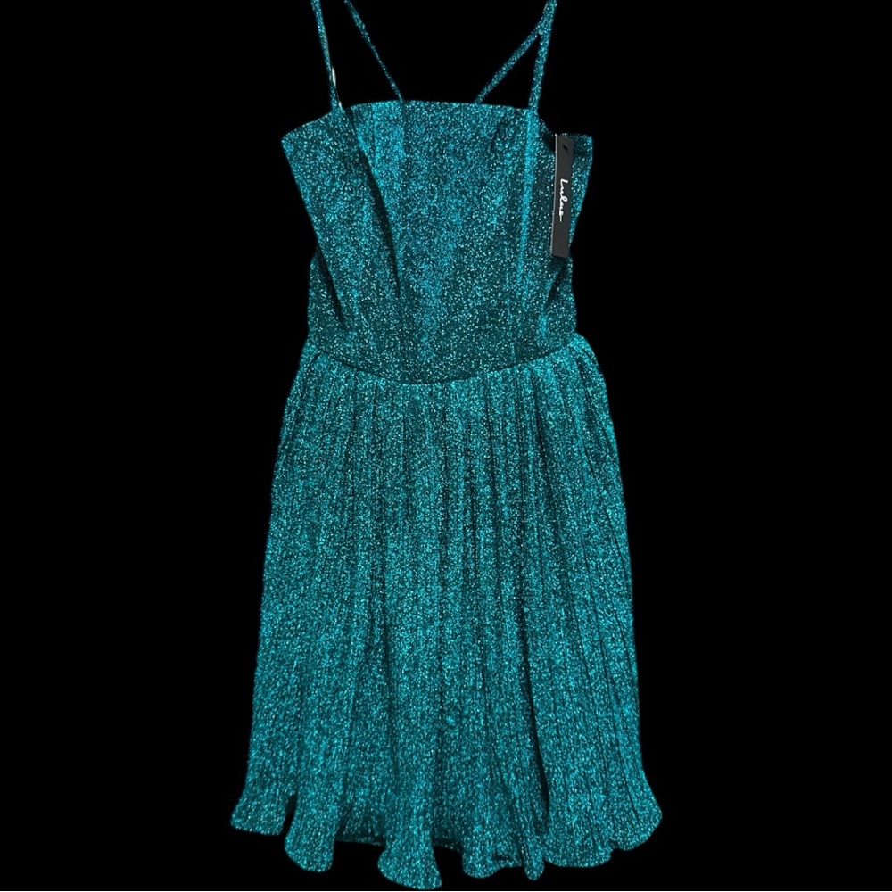 NWT Lulus Teal Strappy Glitter Dress - Small